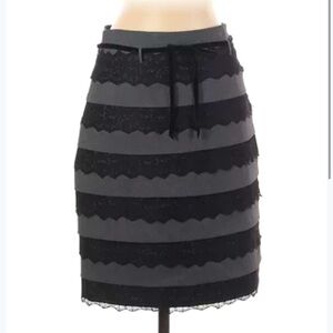 Robert Rodriguez size 2 Black & Gray Lace layered pencil skirt